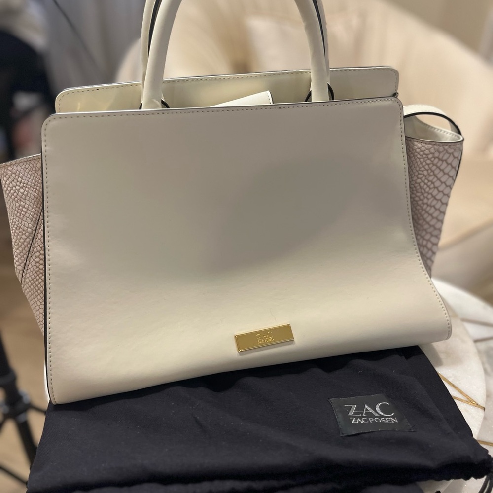 ZAC Zac Posen White Satchel with Gold Hardware
